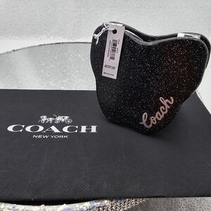 Coach Glitter Butterfly Compact Mirror Black SPARKLE